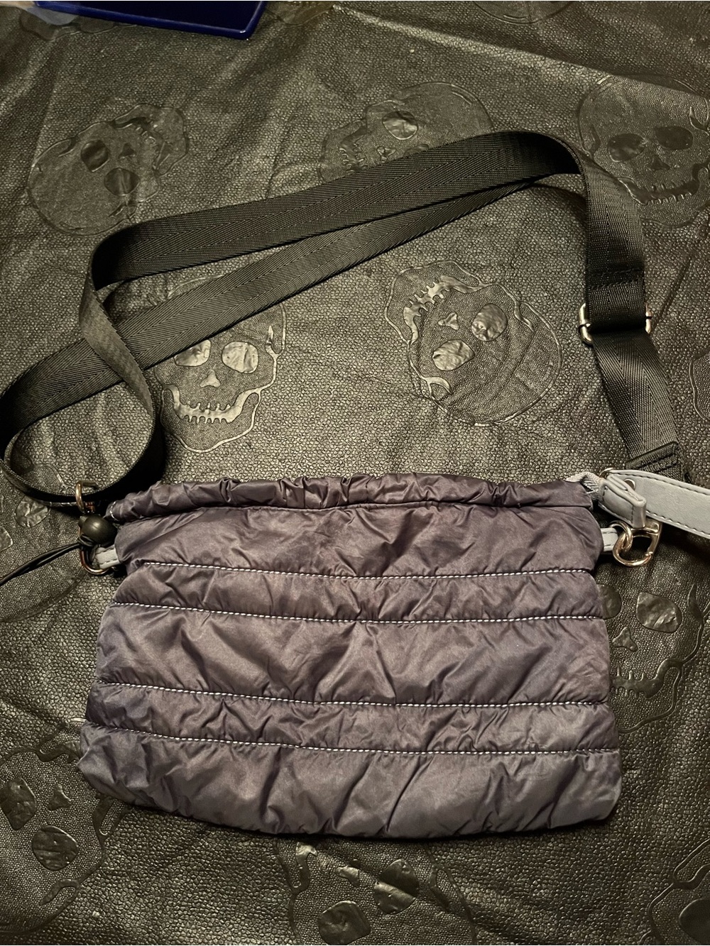 Sandra Robert Quilted Crossbody Bag in navy